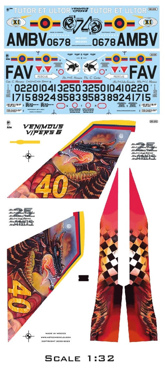 Aztec AZD32101 Venezuelan F-16 40th Anniversary Decals 1:32