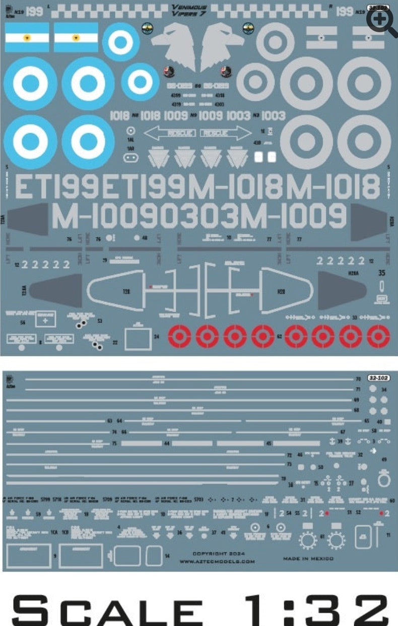 Aztec AZD32102 Argentine F-16 High/Low Vis Decals 1:32