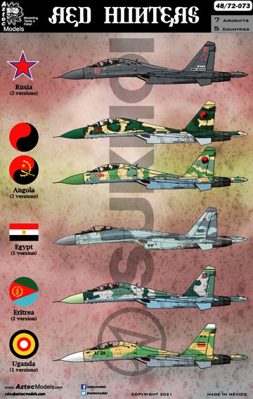 Aztec AZD48073 Red Hunters Su-27 Su-30 Su-35 Decals 1:48
