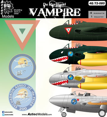 Aztec AZD48080 1:48 de Havilland DH.100 Mk.III Vampire Mexico Decals
