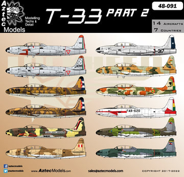 Aztec AZD48091 Lockheed T-33 Pt 2 Latin America Decals 1:48