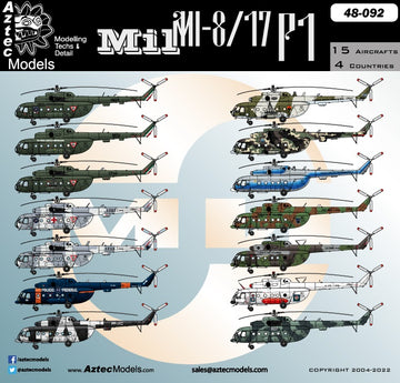Aztec AZD48092 Mil Mi-8/17 Pt 1 Mexican/Colombia Decals 1:48