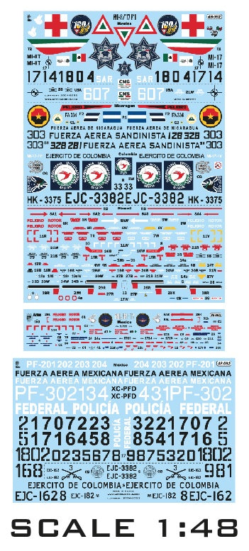 Aztec AZD48092 Mil Mi-8/17 Pt 1 Mexican/Colombia Decals 1:48