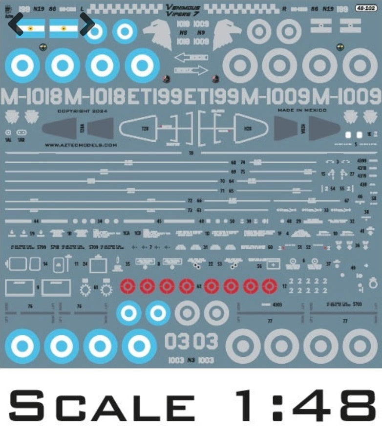 Aztec AZD48102 Argentine F-16 High/Low Vis Decals 1:48