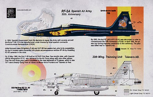 Aztec AZD48033 Northrop RF-5A Spanish Air Army Decals 1:48