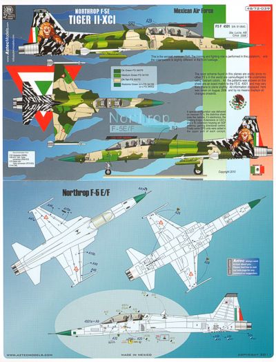 Aztec AZD48039 1:48 Northrop F-5E/F Tiger II Mexican Air Force .