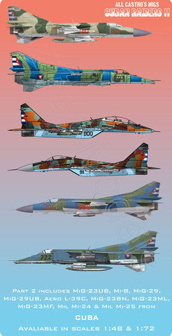 Aztec AZD48049 Cuban Raiders II MiG-21 MiG-23 MiG-29 Decals 1:48