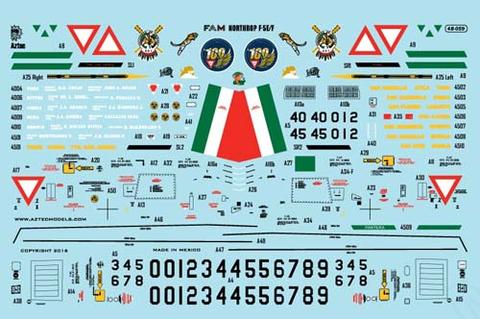 Aztec AZD48059 Northrop F-5E/F Mexican Air Force Decals 1:48