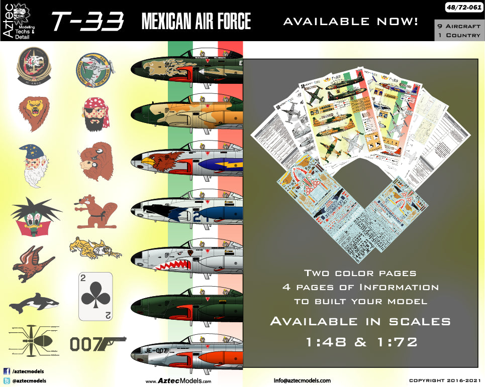 Aztec AZD48061 Lockheed T-33 Shooting Star Mexico Decals 1:48