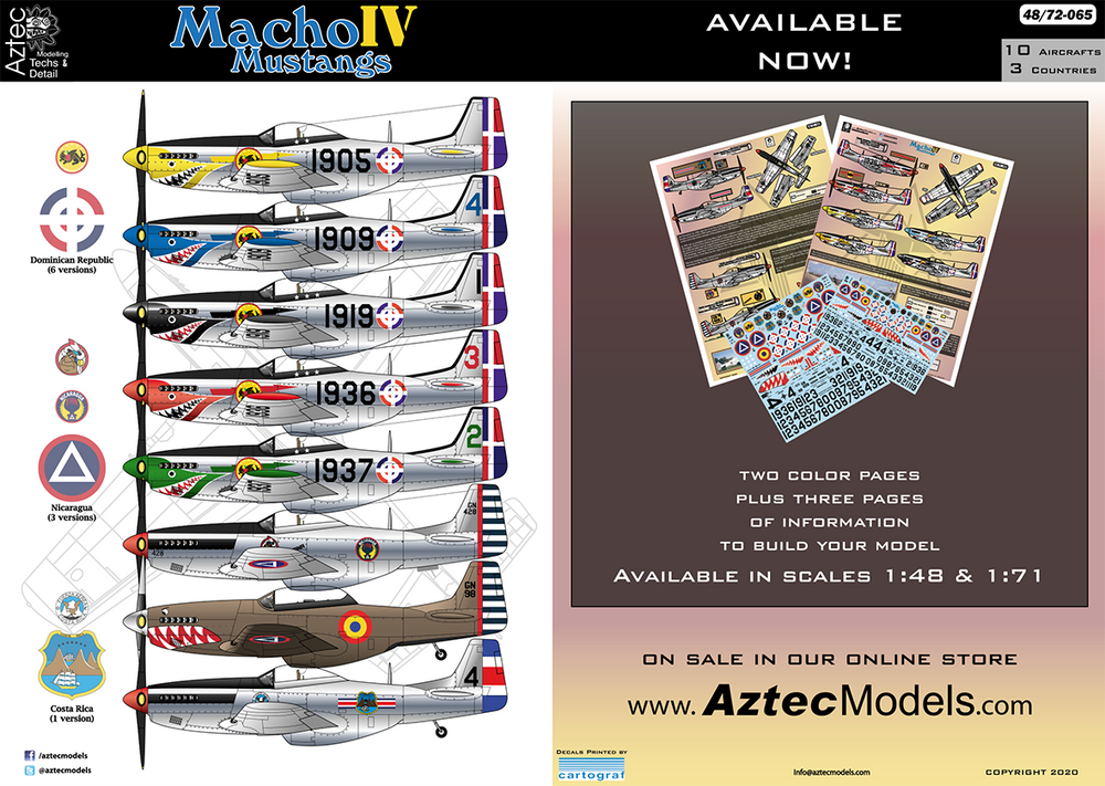 Aztec AZD48065 Macho Mustangs 4 Dominican/Nicaragua Decals 1:48