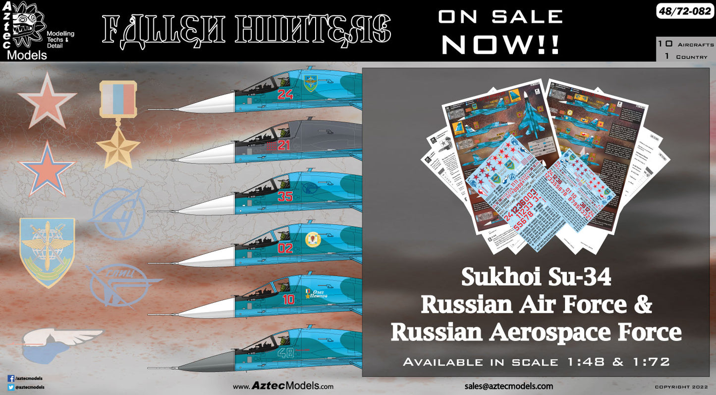 Aztec AZD72082 Fallen Hunters Russian Su-34 Decals 1:72