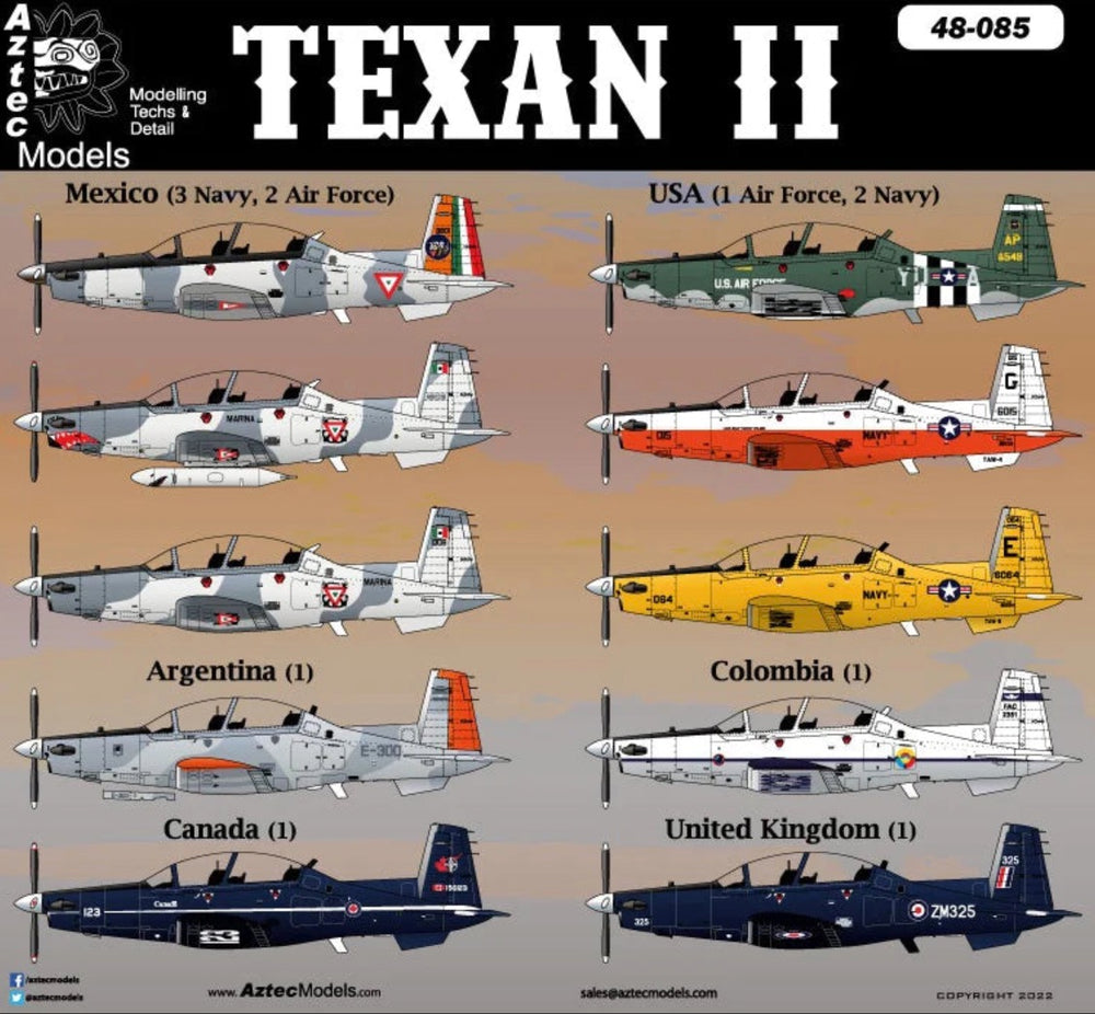 Aztec AZD72085 Beechcraft T-6 Texan II International Decals 1:72