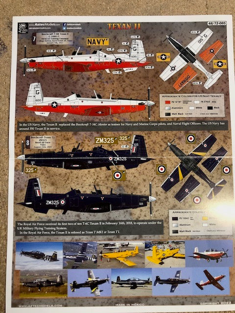 Aztec AZD72085 Beechcraft T-6 Texan II International Decals 1:72