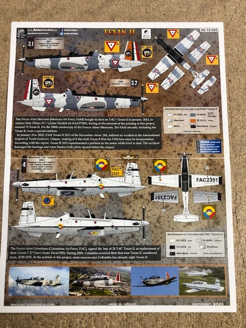 Aztec AZD72085 Beechcraft T-6 Texan II International Decals 1:72