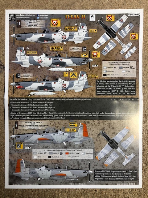 Aztec AZD72085 Beechcraft T-6 Texan II International Decals 1:72