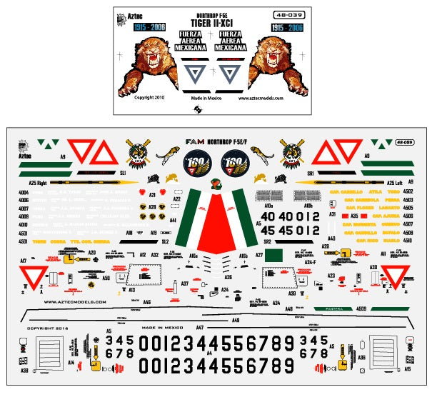 Aztec AZD72039 1:72 Northrop F-5E/F-5F Tiger II Mexican Air Force