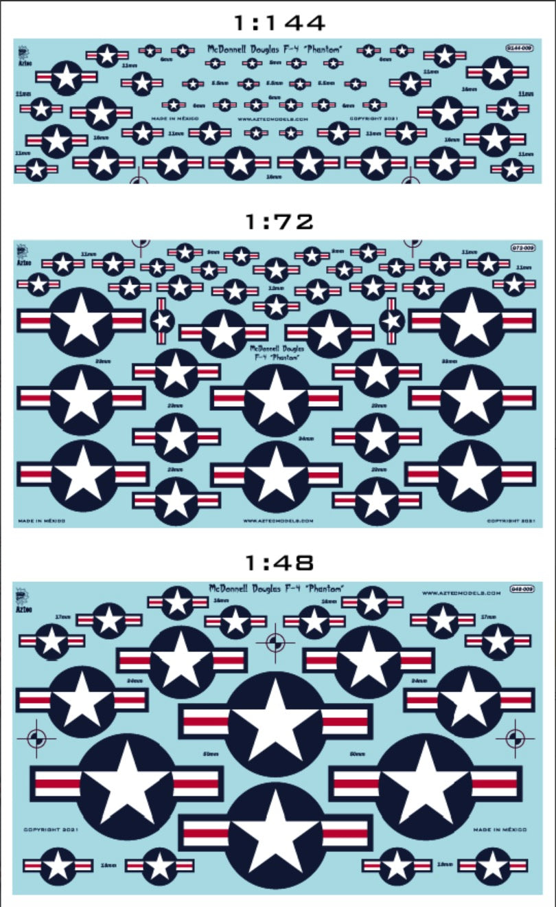 Aztec AZG144-009 1:144 McDonnell F-4 Phantom USAF roundels