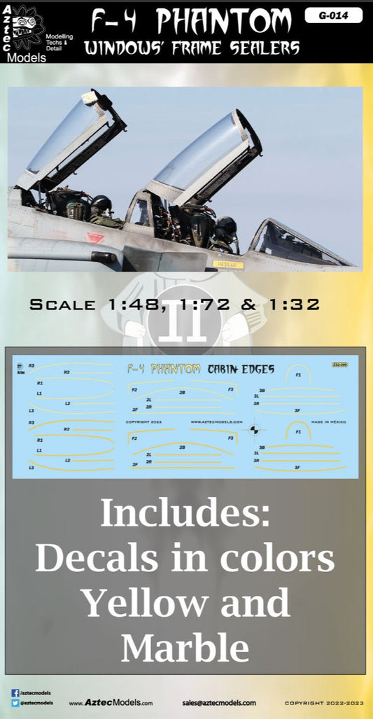 Aztec AZG72-014 1:72 McDonnell F-4 Phantom window's frame sealers