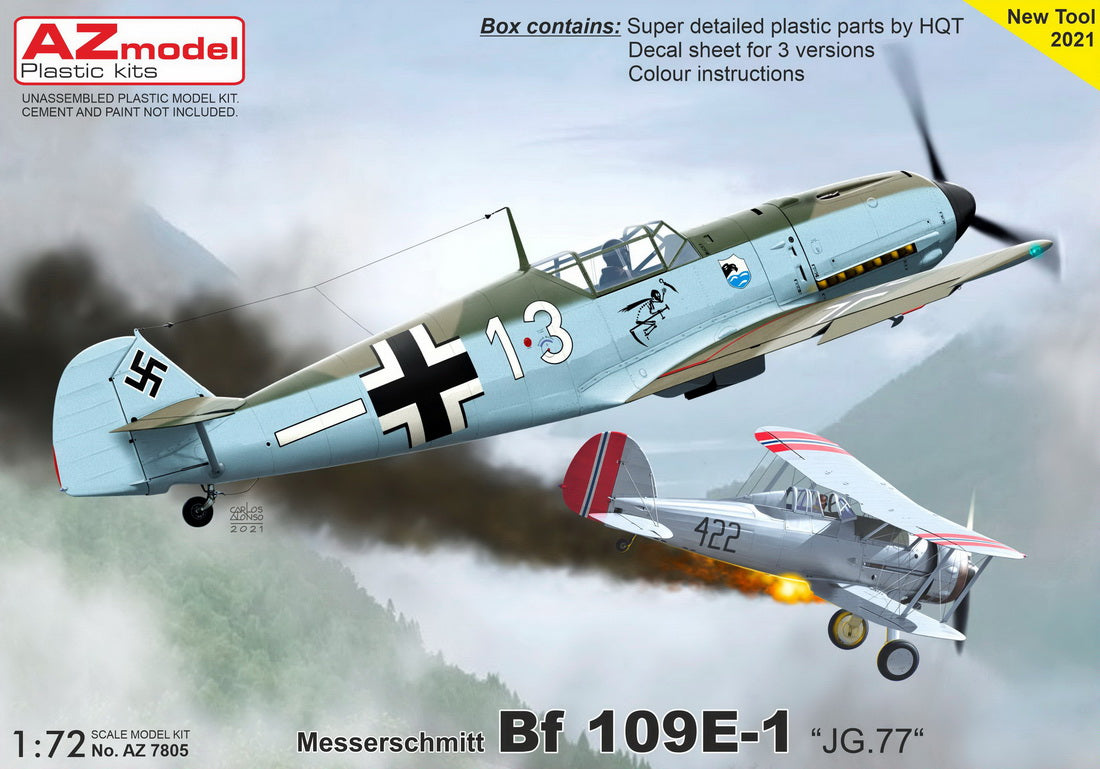 AZ Model AZM7805 1:72 Messerschmitt Bf-109E-1 'JG 77'