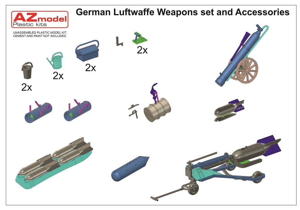 AZ Model AZM7860 1:72 Luftwaffe Weapons & Accessories (Bf-109G-6)