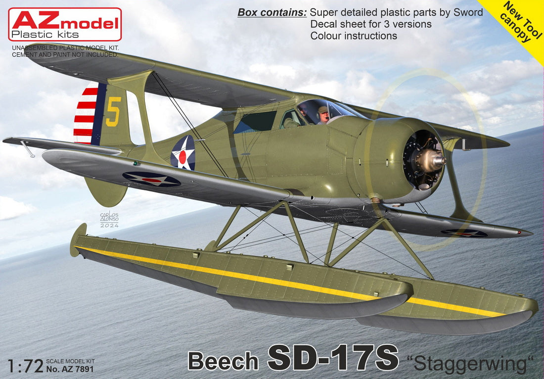AZ Model AZM7891 1:72 Beech SD-17S Staggerwing Floatplane