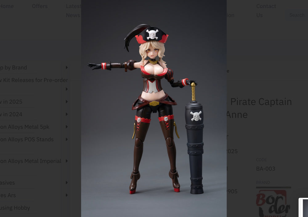 Border Model BA-003 1:12 Pirate Captain Queen Anne & Turtle Model Kit