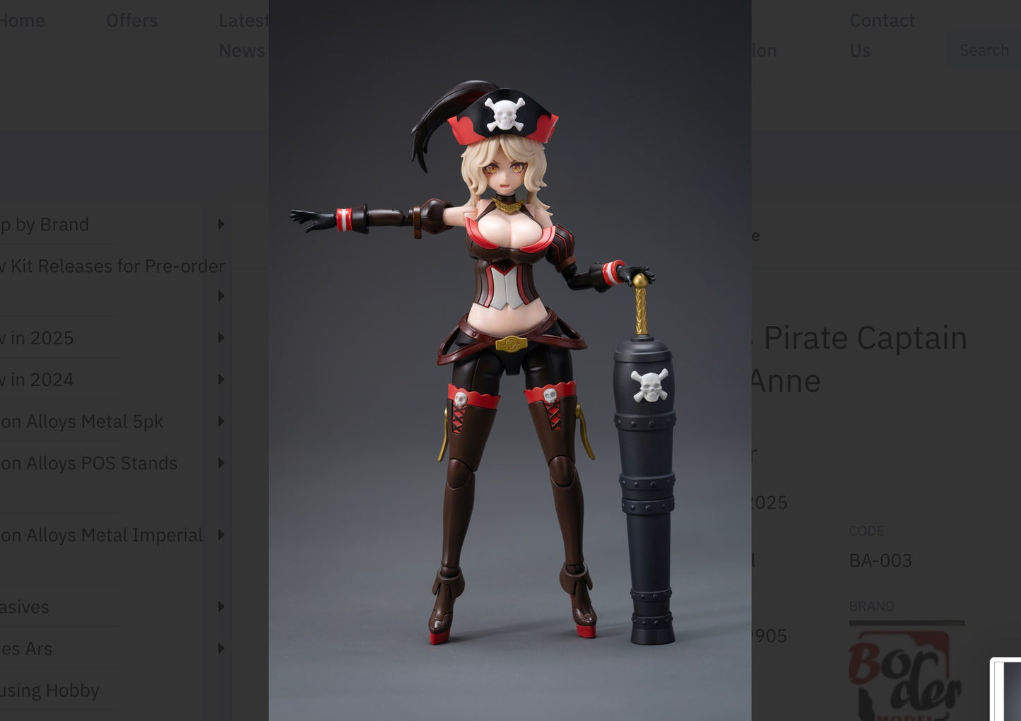 Border Model BA-003 1:12 Pirate Captain Queen Anne & Turtle Model Kit