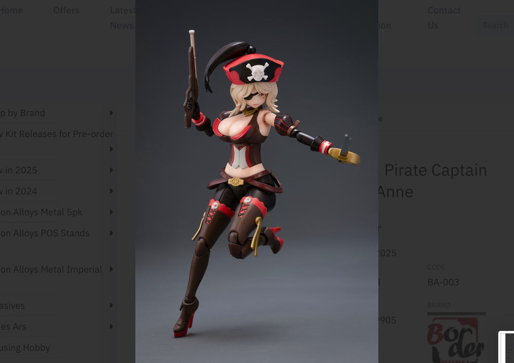 Border Model BA-003 1:12 Pirate Captain Queen Anne & Turtle Model Kit