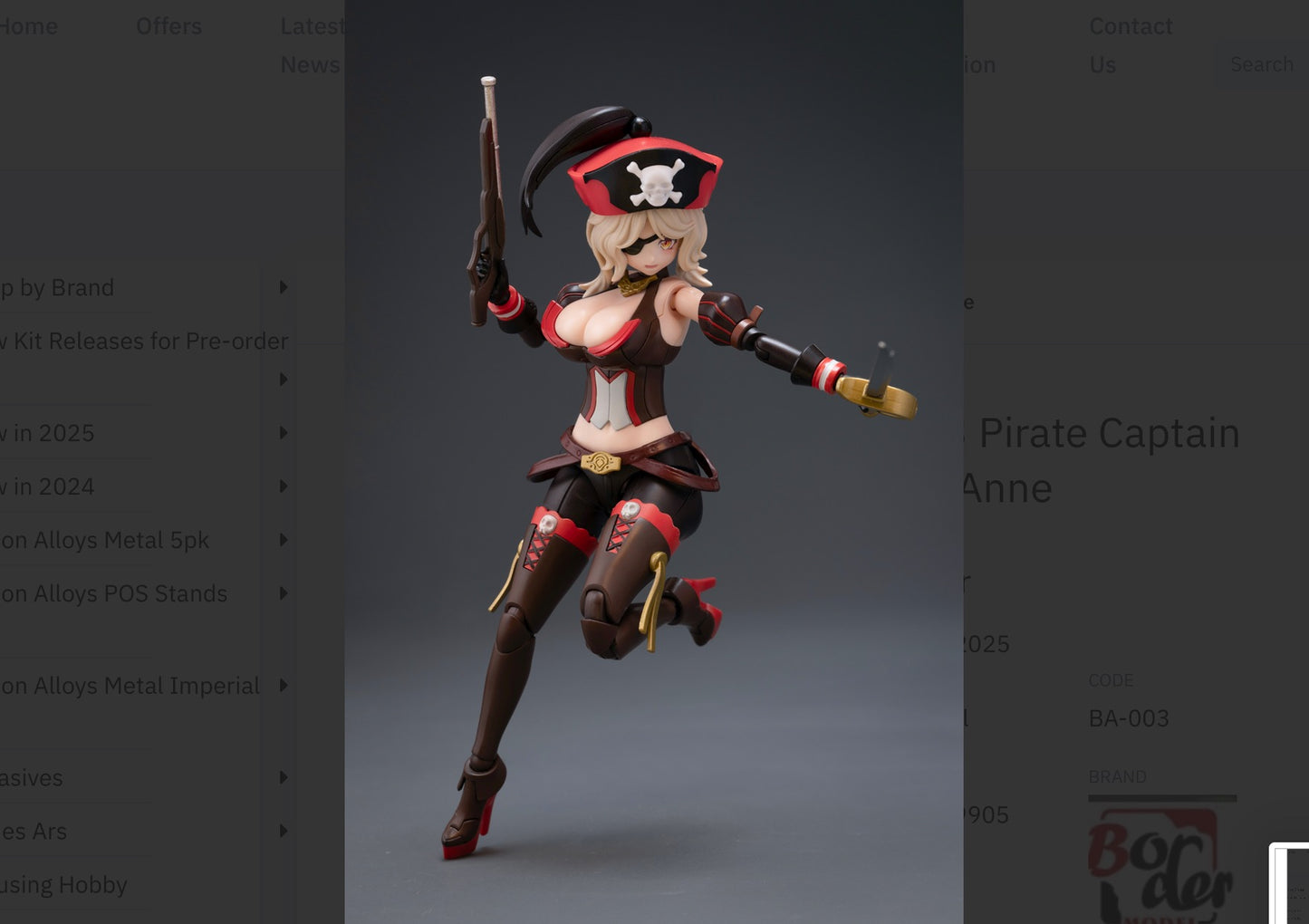 Border Model BA-003 1:12 Pirate Captain Queen Anne & Turtle Model Kit