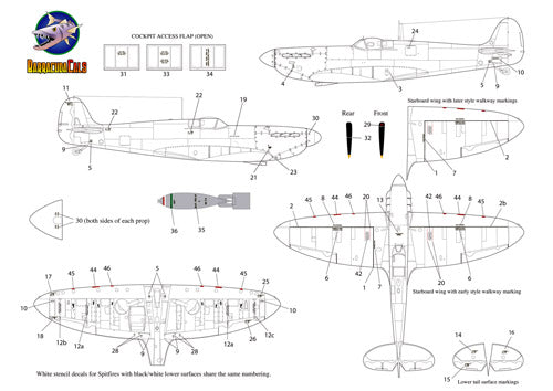 Barracuda Studios BC-72377 1:72 Spitfire Early Mark Airframe Stencils