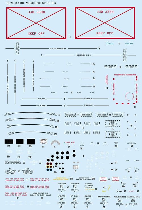 Barracuda BC-24167 DH Mosquito NF.II/FB Mk.VI Stencils 1:24