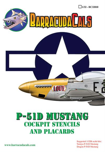 Barracuda BC-32010 P-51D Mustang Cockpit Stencils 1:32