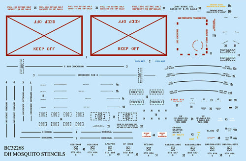 Barracuda BC-32268 DH Mosquito External Stencils 1:32