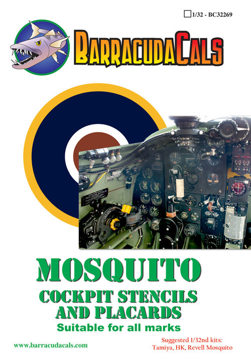 Barracuda Studios BC-32269 1:32 de Havilland Mosquito Cockpit Stencils