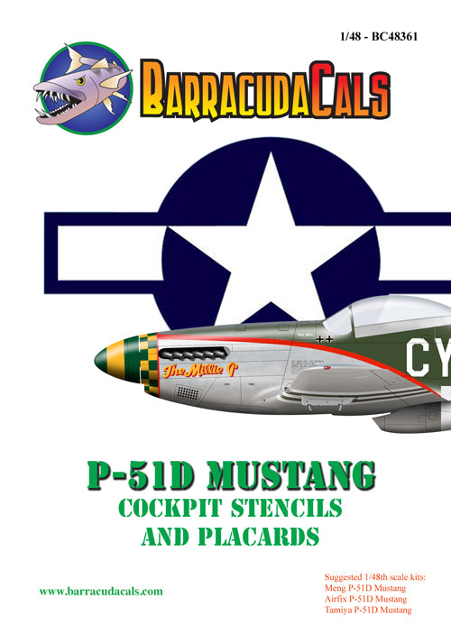 Barracuda BC-48361 P-51D Mustang Cockpit Stencils 1:48