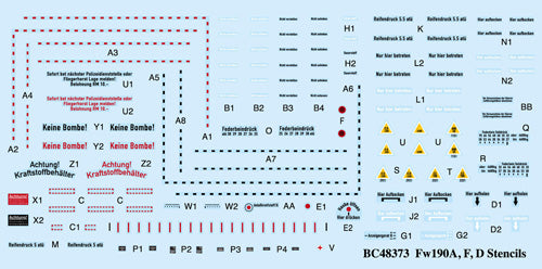 Barracuda BC-48373 Focke-Wulf Fw-190A/F/D Airframe Stencils 1:48