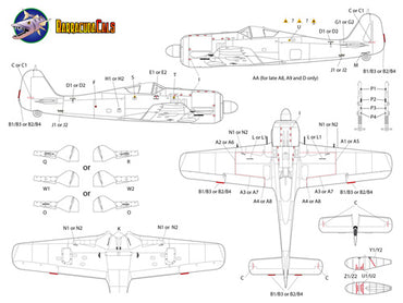 Barracuda BC-48373 Focke-Wulf Fw-190A/F/D Airframe Stencils 1:48
