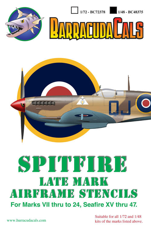 Barracuda Studios BC-48375 1:48 Spitfire Later Marks Airframe Stencils