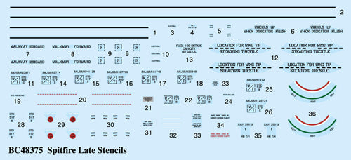 Barracuda Studios BC-48375 1:48 Spitfire Later Marks Airframe Stencils