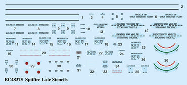 Barracuda Studios BC-48375 1:48 Spitfire Later Marks Airframe Stencils