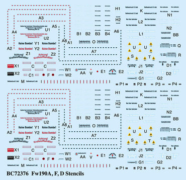 Barracuda BC-72376 Focke-Wulf Fw-190A/F/D Airframe Stencils 1:72