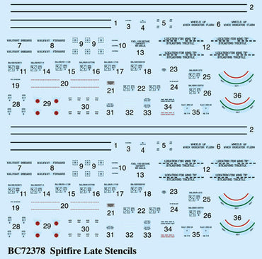 Barracuda Studios BC-72378 1:72 Spitfire Later Marks Airframe Stencils