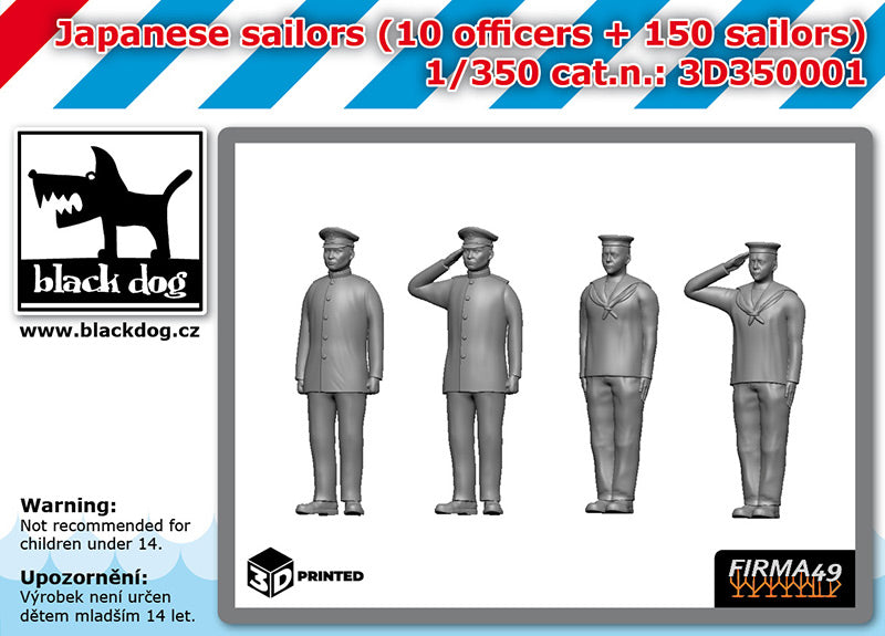 Blackdog BD3D350001 1:350 Japanese sailors 10 officers -150 sailors 3D-Printed