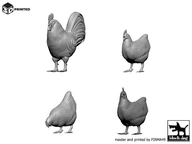 Blackdog BD3D35022 1:35 Rooster and hens