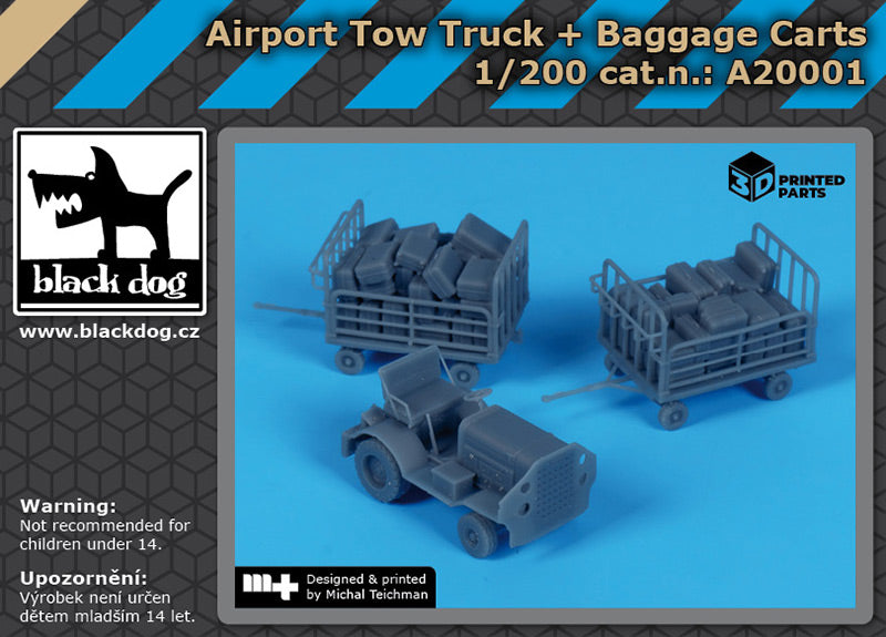 Blackdog BDA20001 1:200 Airport tow truck + baggage carts