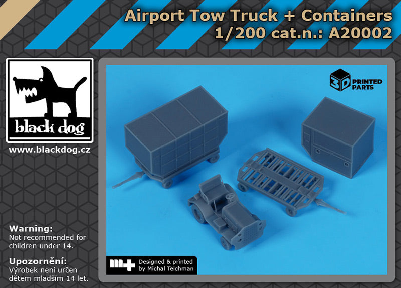 Blackdog BDA20002 1:200 Airport tow truck + containers