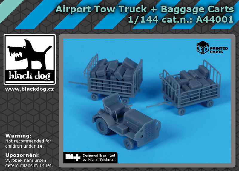 Blackdog BDA44001 1:144 Airport tow truck + baggage carts