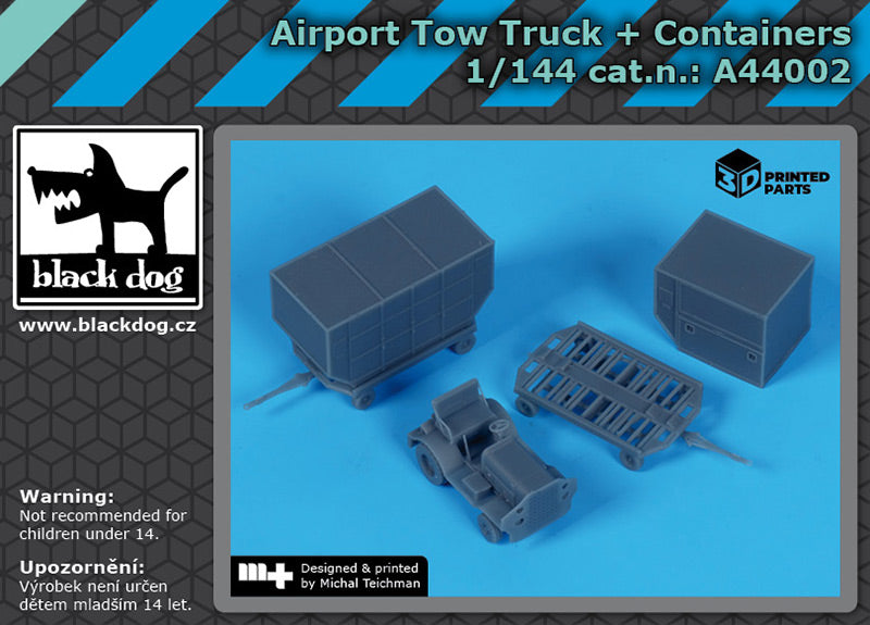 Blackdog BDA44002 1:144 Airport tow truck + containers
