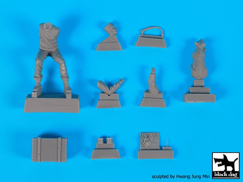 Blackdog BDF32084 1:32 WWI Escadrille Lafayete mechanic with lion cub