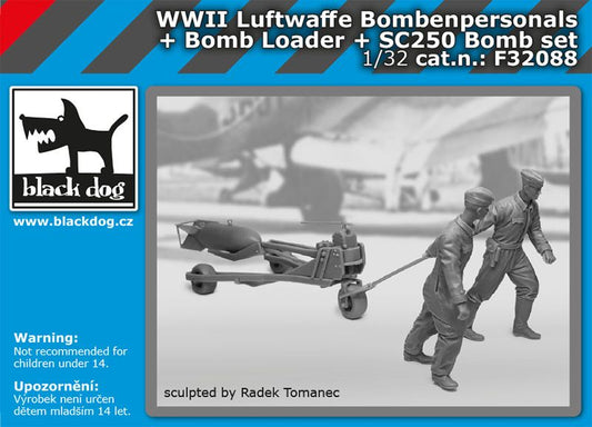 Blackdog BDF32088 1:32 WWII Luftwaffe personal +bomb loader + SC250 bomb